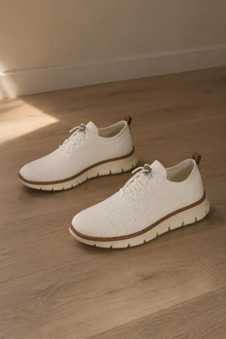 White knit sneakers